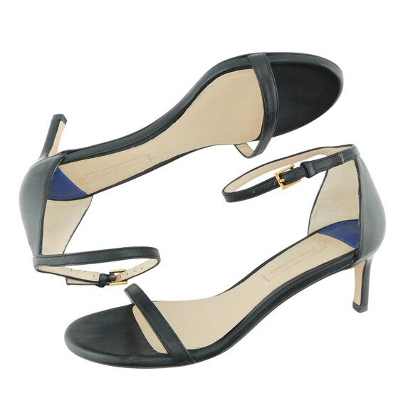 STUART WEITZMAN Black Leather Strap Pump Ankle Sandal Heel Sandals 6 - Picture 5 of 8
